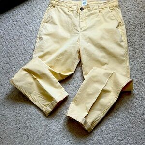Girlfriend Khaki!  Great yellow color.  Cropped straight.